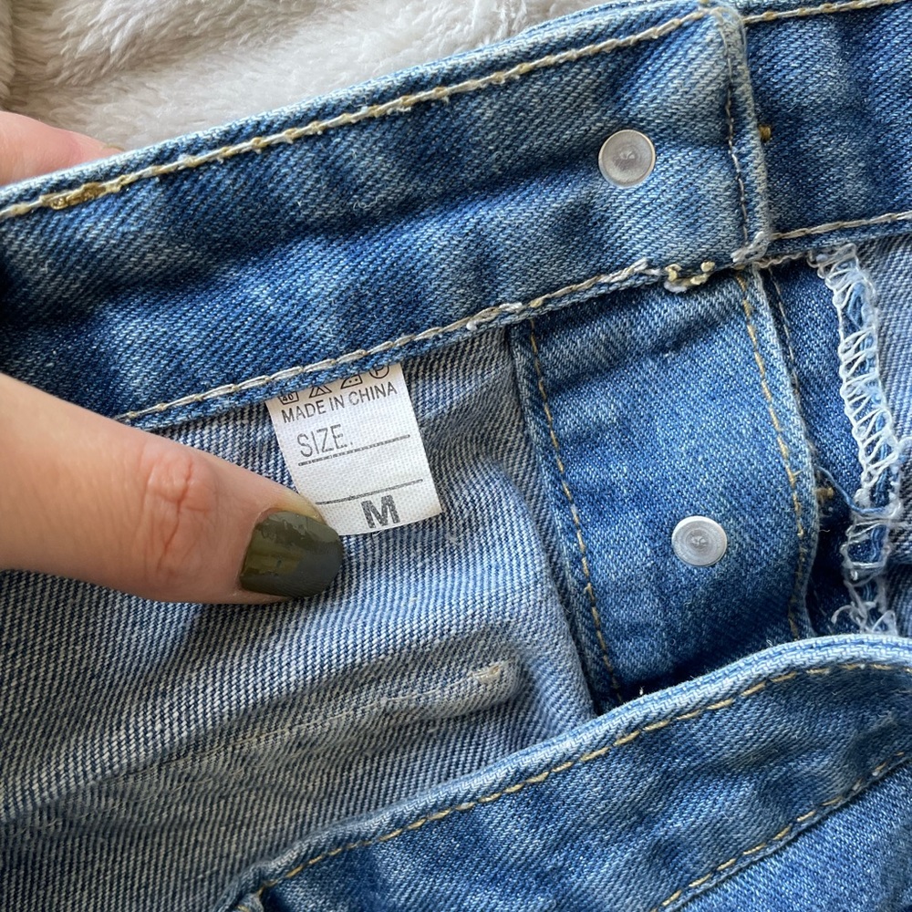 Button Up Medium Blue Wash Denim Pencil Skirt Pockets Size Medium Front Slit - Picture 4 of 4